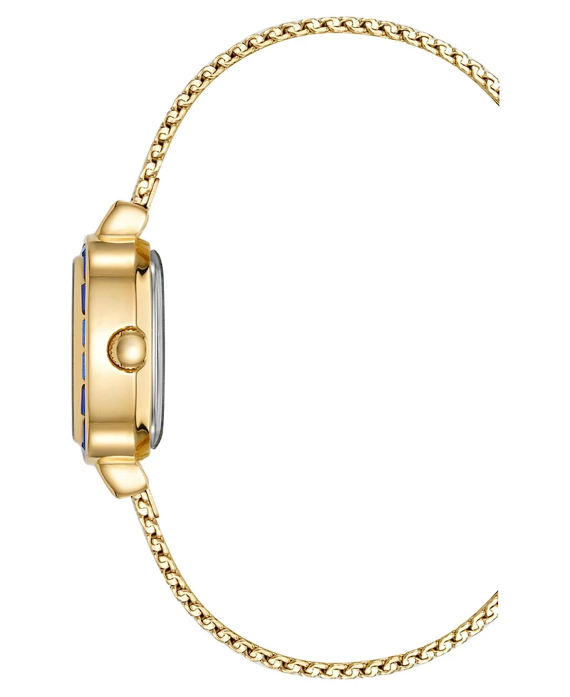 Anne Klein Women's Quartz Blue Lapis Dial Barrel-shaped Gold-Tone Stainless Steel Mesh Watch Set 22.6mm