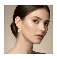 Sterling Silver 14k Gold Plated with Genuine Freshwater Round Pearl Unique Earrings