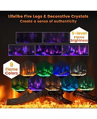 Sugift 50 Inches Electric Fireplace in-Wall Recessed with Remote Control and Adjustable Color and Brightness-50 inches