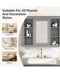 Rainsken 35" x 27.5" Wall Mounted Bathroom Storage Cabinet with Adjustable Shelves and Mirror