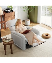 gaomon Manual Reclinder, 360degree(s) Swivel Rocking Glider Reclinder Chair, Soft Faux Leather Upholstered Sofa Chair