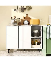 Costway Kitchen Sideboard Buffet with Adjustable Shelves 2 Doors Sturdy Metal Legs