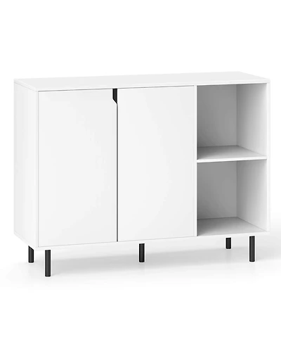 Costway Kitchen Sideboard Buffet with Adjustable Shelves 2 Doors Sturdy Metal Legs