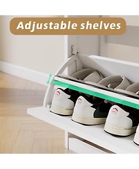 sumyeg Storage Cabinet with 2 Drawers Shoe 4 Flip-Drawers and Adjustable Shelf