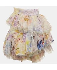 Pre-Owned Zimmermann Women's Silk Blend Rhythmic Tiered Mini Skirt