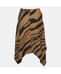 Pre-Owned Roberto Cavalli Women's Zebra Print Crepe Asymmetric Skirt