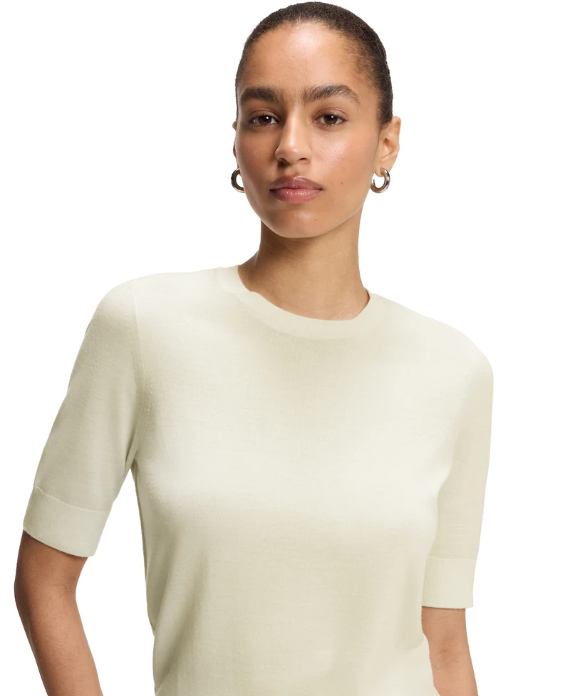 Boss by Hugo Women's Merino Wool Short-Sleeved Sweater