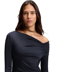 Boss by Hugo Women's Asymmetric Neckline Long-Sleeved Dress