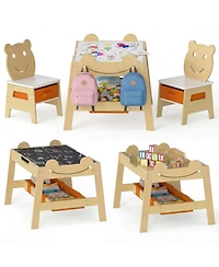 Slickblue Kids Art Desk Table Set with Reversible Chalkboard