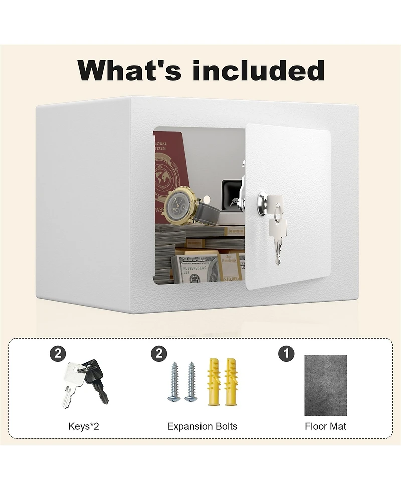 Clihome Mini Storage Cabinet Secure Safe With Key and Password for Home Use