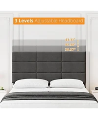 gaomon King Linen Platform Bed with Headboard, 700 lb Support