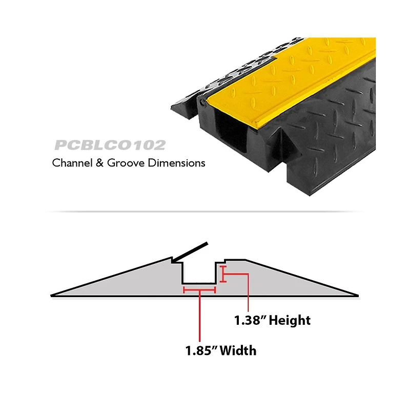 Pyle Cable Cover Ramp Safety Track with Flip-Open Lid, Single Channel
