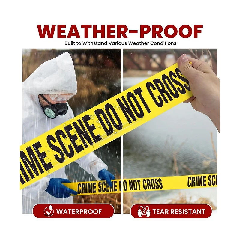Pyle 12 Pieces Crime Scene Do Not Cross Tape Set - 200 Meters Long Tape Roll Suitable for a Wide Range of Applications, Including Roadworks, Events