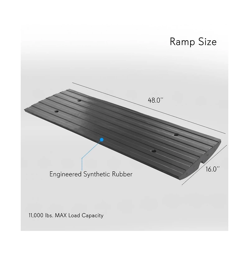 Pyle Driveway Threshold Car Curb Ramps, 3-Piece Set