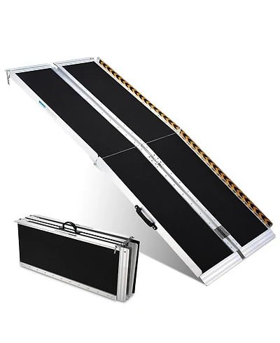 Yescom Portable Wheelchair Ramp Aluminum 6FT Folding Anti-slip 600LBS Limit for Threshold Doorways