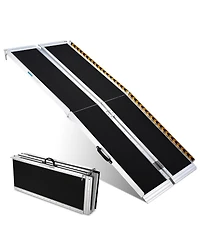 Yescom Portable Wheelchair Ramp Aluminum 6FT Folding Anti-slip 600LBS Limit for Threshold Doorways