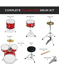 Best Choice Products 5-Piece Kids Beginner Junior Drum Set, Percussion Instrument Starter Kit with Stool