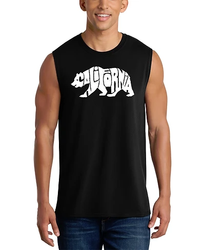La Pop Art Men's California Bear Typography Graphic Tank Top