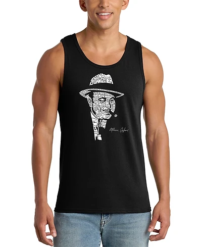La Pop Art Men's Frank Sinatra Portrait Word Graphic Tank Top