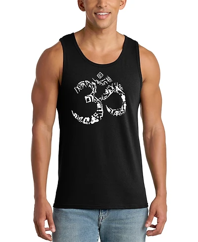 La Pop Art Men's Om Symbol Spiritual Typography Word Graphic Tank Top