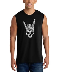 La Pop Art Men's Skull Rock Hand Horns Word Graphic Tank Top