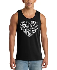 La Pop Art Men's Music Notes Heart Word Graphic Tank Top