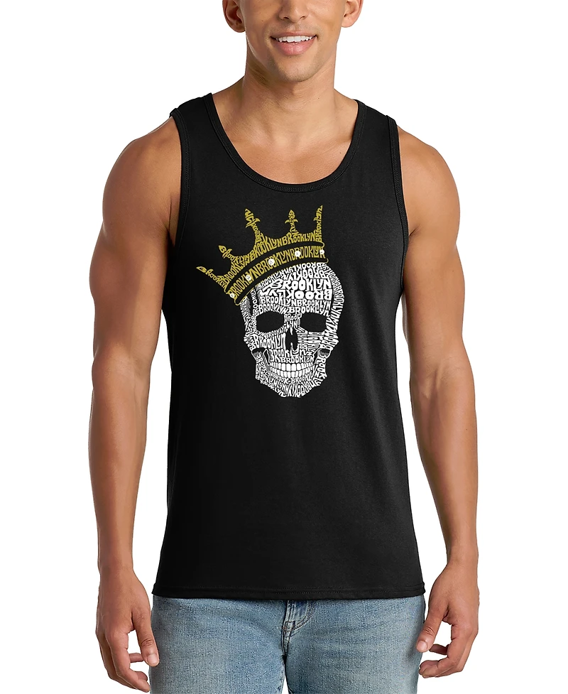 La Pop Art Men's Crowned Skull Word Graphic Tank Top