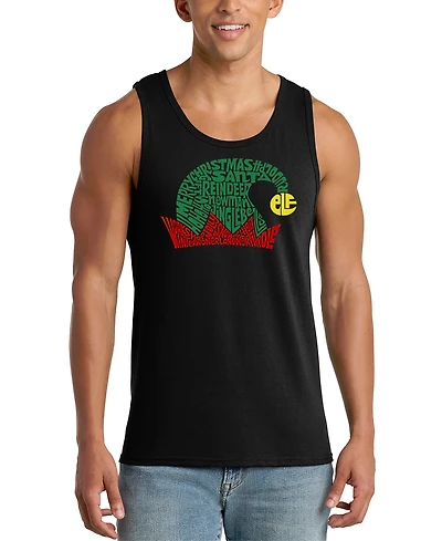 La Pop Art Men's Christmas Elf Hat Typography Graphic Tank Top
