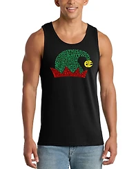 La Pop Art Men's Christmas Elf Hat Typography Graphic Tank Top