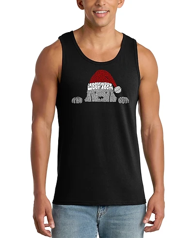 La Pop Art Men's Santa Dog Word Tank Top