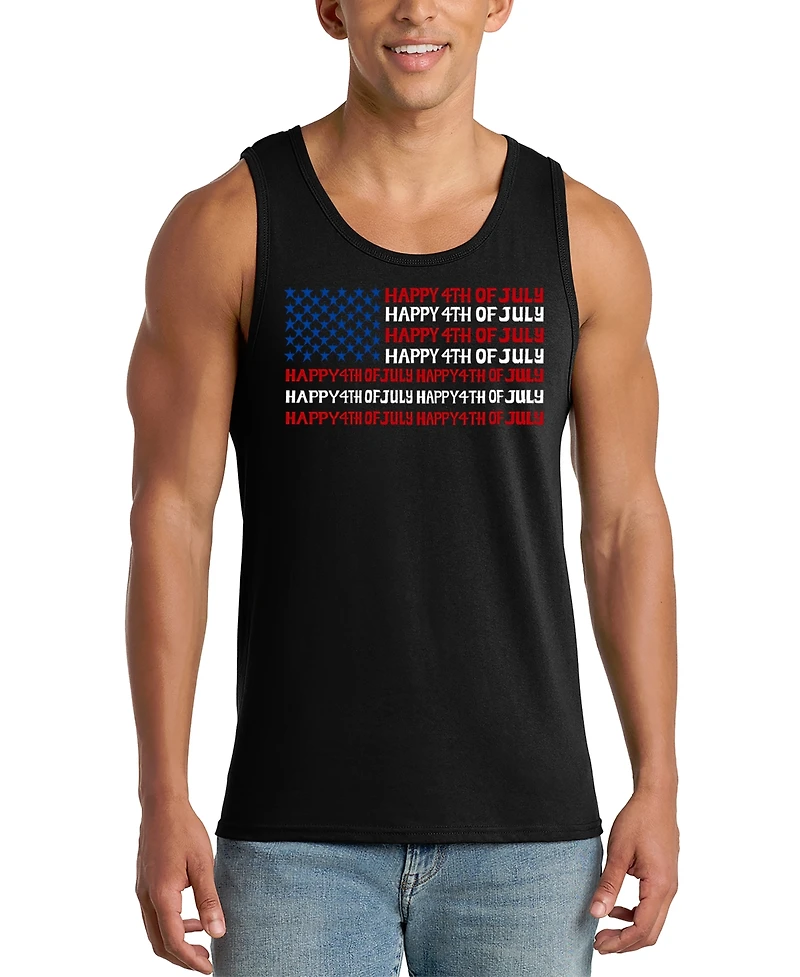 La Pop Art Men's Usa Flag Typography Graphic Tank Top