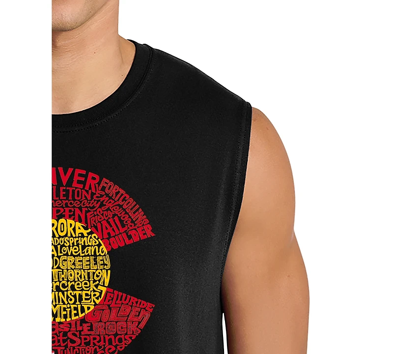 La Pop Art Men's Colorado Word Mountain Badge Tank Top