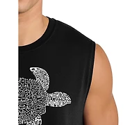 La Pop Art Men's Sea Turtle Word Graphic Tank Top