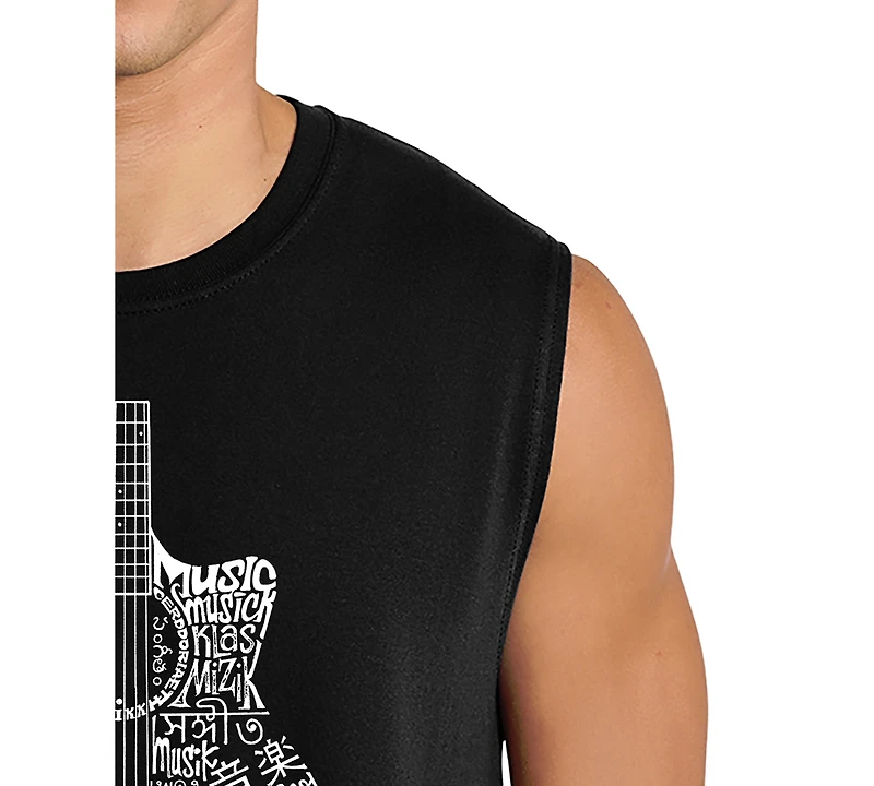 La Pop Art Men's Guitar Typography Graphic Tank Top