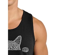 La Pop Art Men's Peeking Cat Graphic Tank Top
