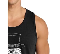 La Pop Art Men's Snowman Top Hat Holiday Word Graphic Tank