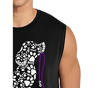 La Pop Art Men's Sitting Dog Paw Print Word Graphic Tank Top