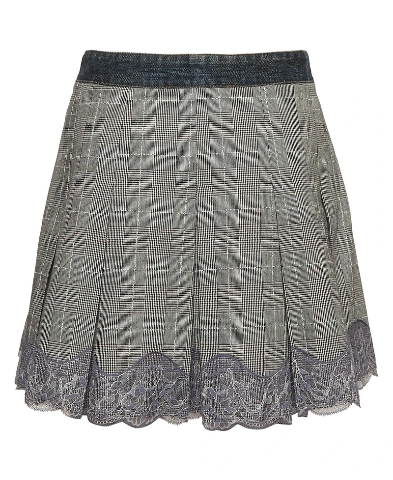 Pre-Owned Dolce and Gabbana Women's Plaid Denim Lace Detail Wrap Skirt