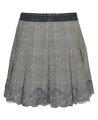 Pre-Owned Dolce and Gabbana Women's Plaid Denim Lace Detail Wrap Skirt