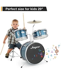 gaomon 3-Piece Kids Acoustic Drum Set - Wood Metal for Starter Drummers Music Learning