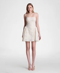Avec Les Filles Women's Cotton Sweetheart Neck Mini Dress