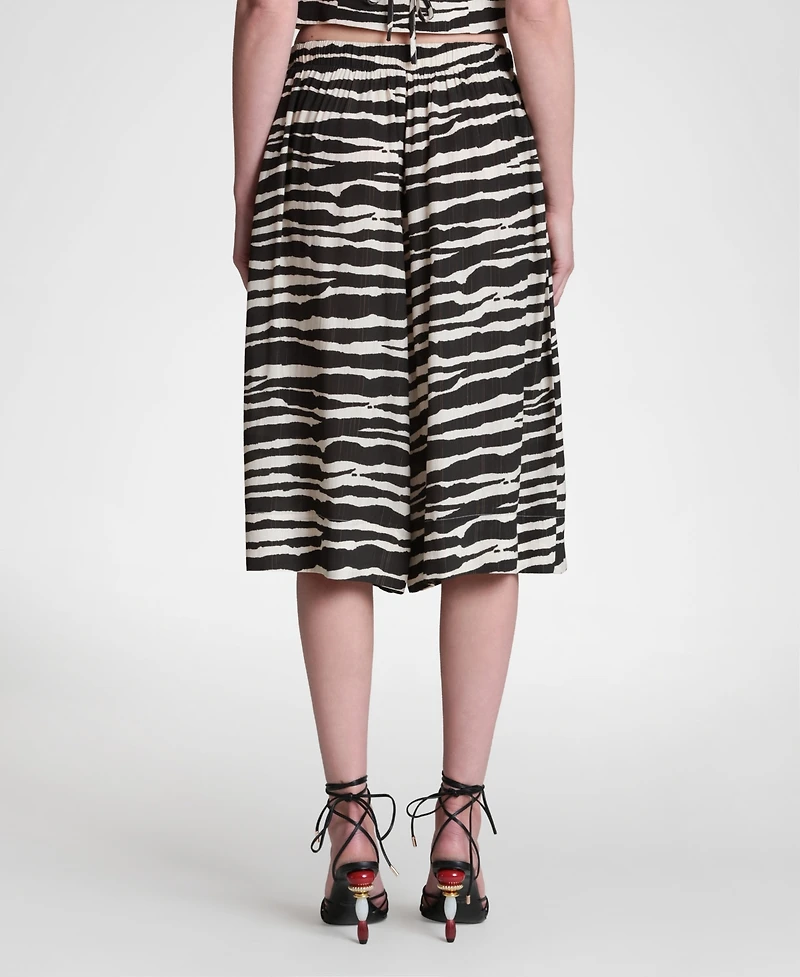 Avec Les Filles Women's Viscose-Blend Elastic Waist Wide Culottes