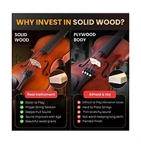 Pyle Premium Solid Wood Full Size Violin Kit, 4/4 Violin Starter Package with Travel Case & Bow, Extra Strings, Digital Tuner