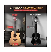 Pyle 41" Full-Size Acoustic Guitar Kit, Cutaway Body with Digital Tuner and Accessory Kit