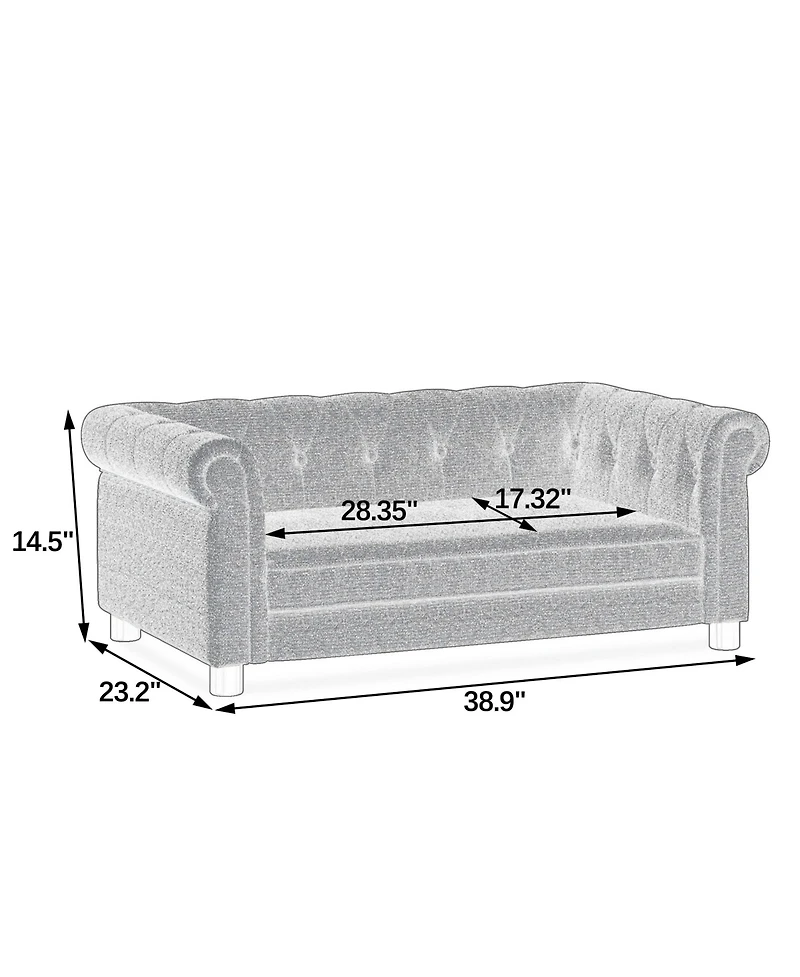 Clihome Modern Pet Sofa Linen Fabric Dog Bed for Small Medium Dogs Cats, Elevated Furniture