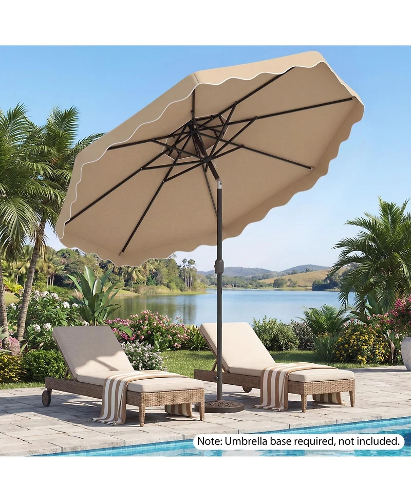 Gymax Patio Umbrella With Push Button Tilt and Crank 2-Tier Vented Top 8 Metal Ribs