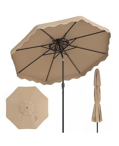 Gymax Patio Umbrella With Push Button Tilt and Crank 2-Tier Vented Top 8 Metal Ribs