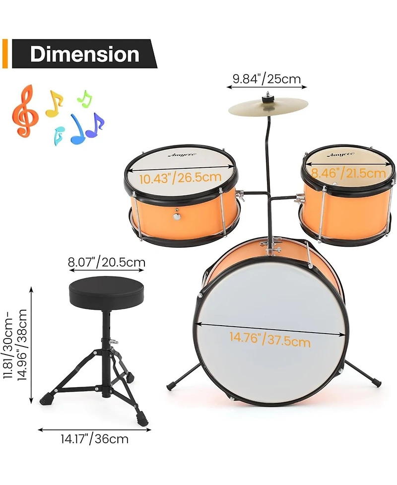 gaomon 3-Piece Kids Acoustic Drum Set