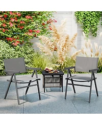 Gymax Patio Chairs Set of 2 w/Breathable Fabric Seat and Tilt Backrest Comfy Armrest