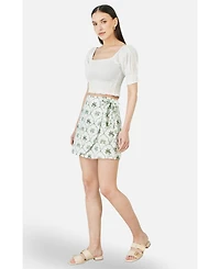Yumi Women's Palm Print Cotton Wrap Skirt